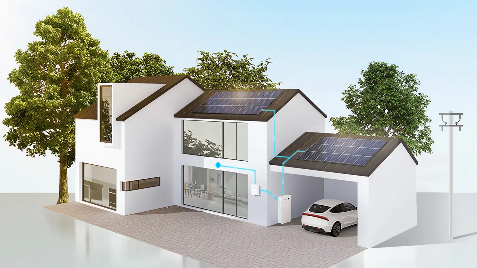 Hus med solceller, elbil och Sigenergy SigenStor